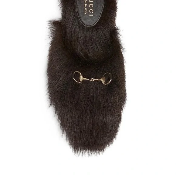 Gucci Women's Black Fur Slippers 36 - Picture 2 of 7